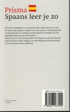 Zo leer je Spaans / Prisma taal achterkant