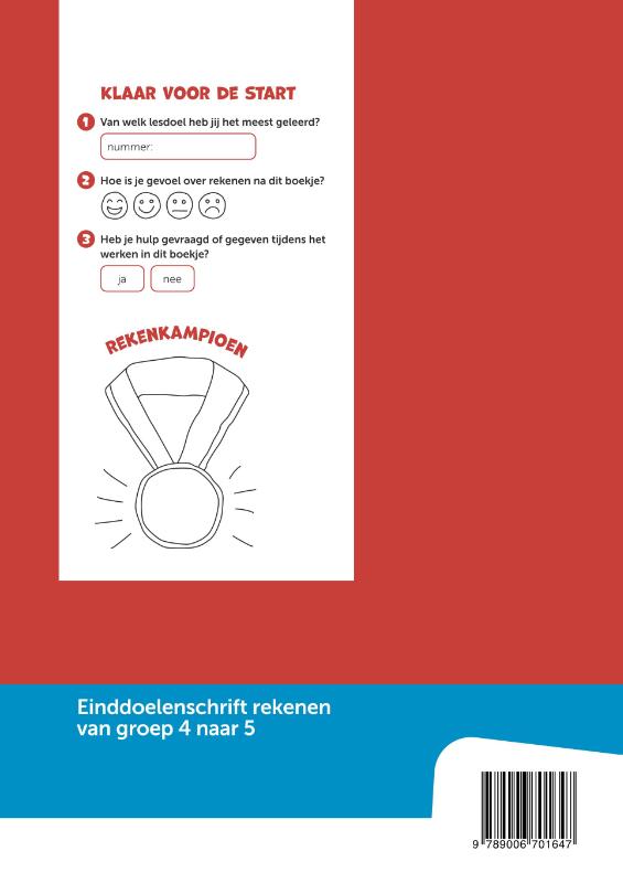 Einddoelenschrift rekenen groep 4 - Klaar voor de start (van groep 4 naar 5)(set a 5 ex) achterkant