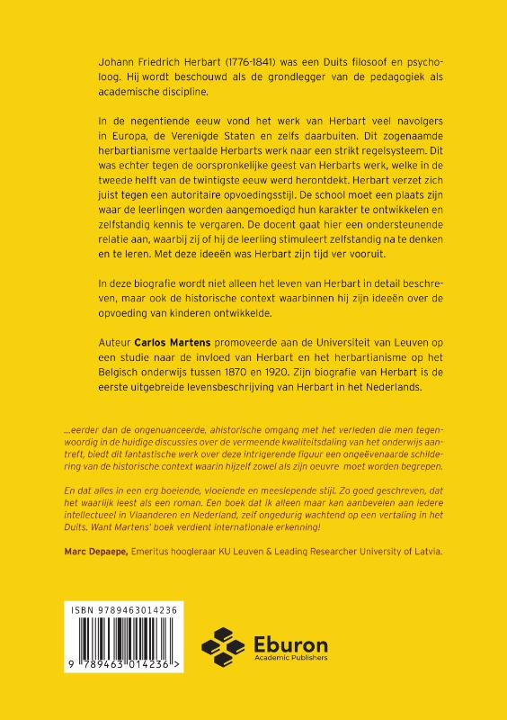 Johann Friedrich Herbart, grondlegger van de pedagogiek achterkant