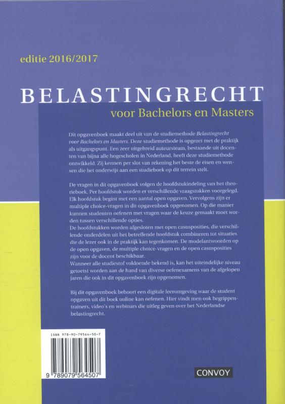 Belastingrecht voor bachelors en masters 2016/2017 Opgavenboek achterkant