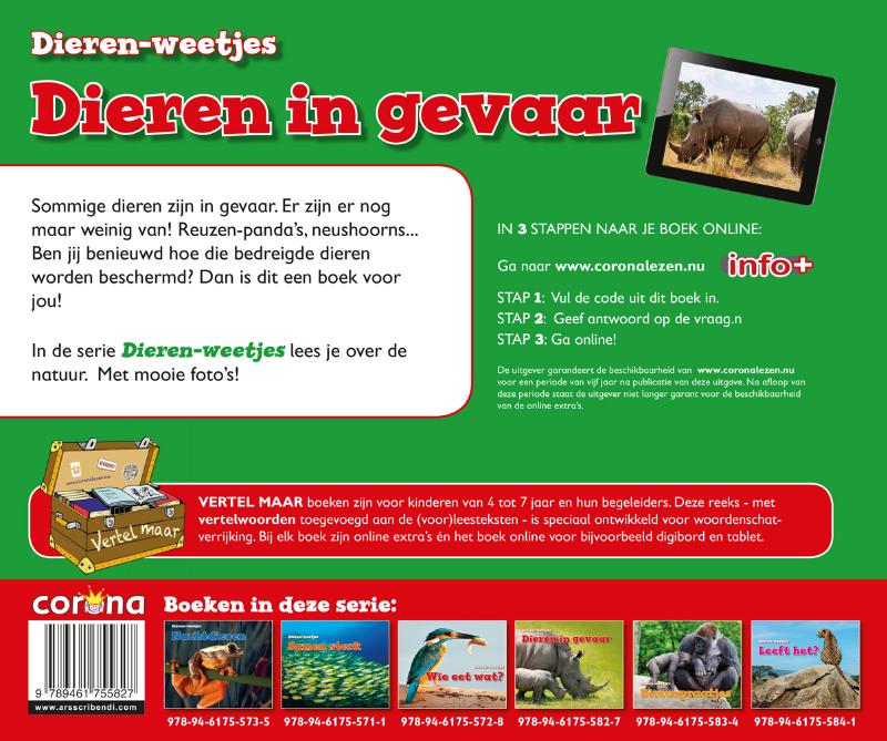 Dieren in gevaar! / Vertel Maar achterkant