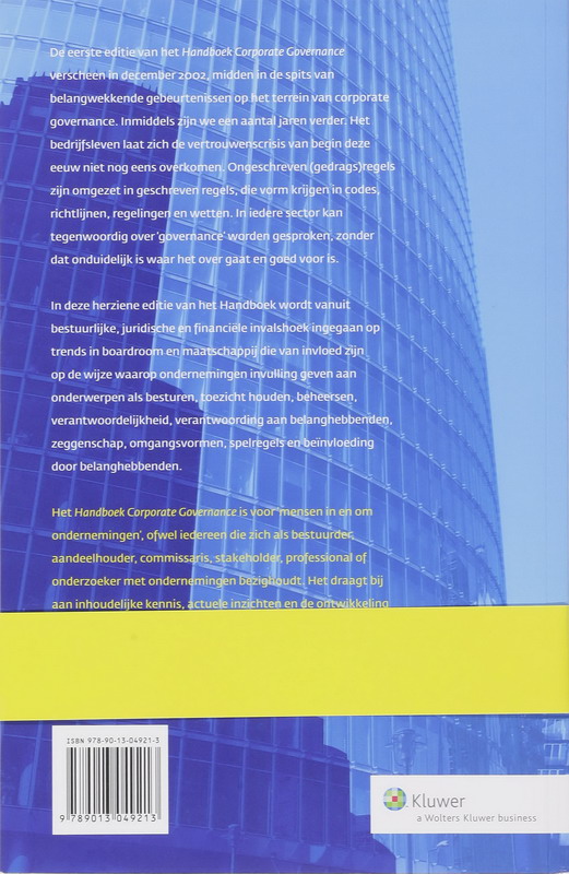 Handboek Corporate Governance achterkant