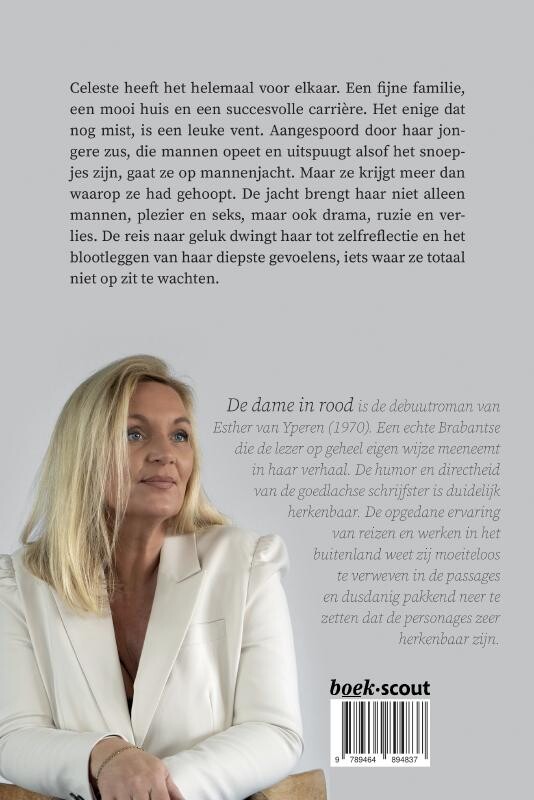 De dame in rood achterkant