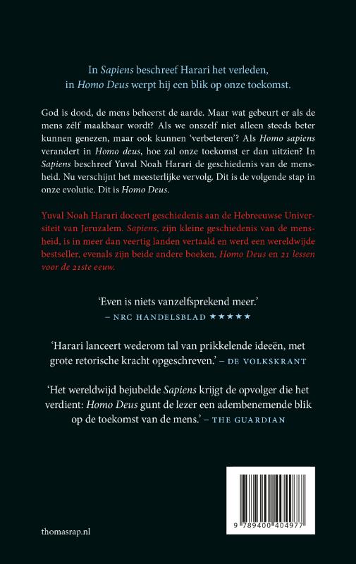 Homo deus Homo deus achterkant