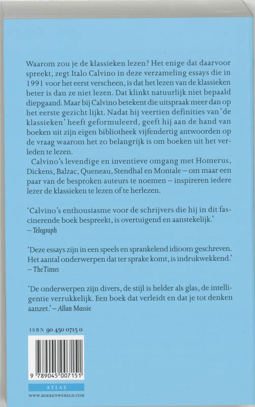 Waarom Zou Je De Klassieken Lezen achterkant