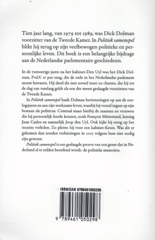 Politiek samenspel. Biografische notities achterkant