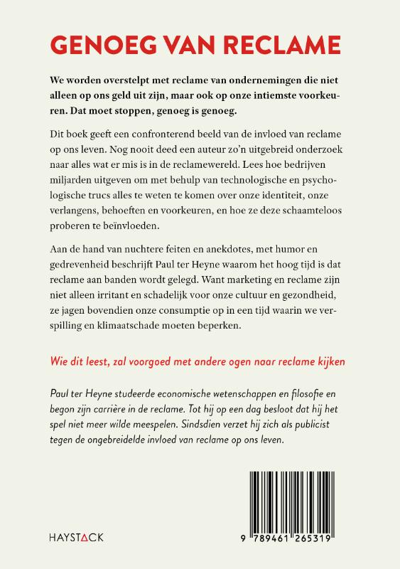Genoeg van reclame achterkant