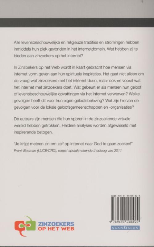 Zinzoekers op het web achterkant