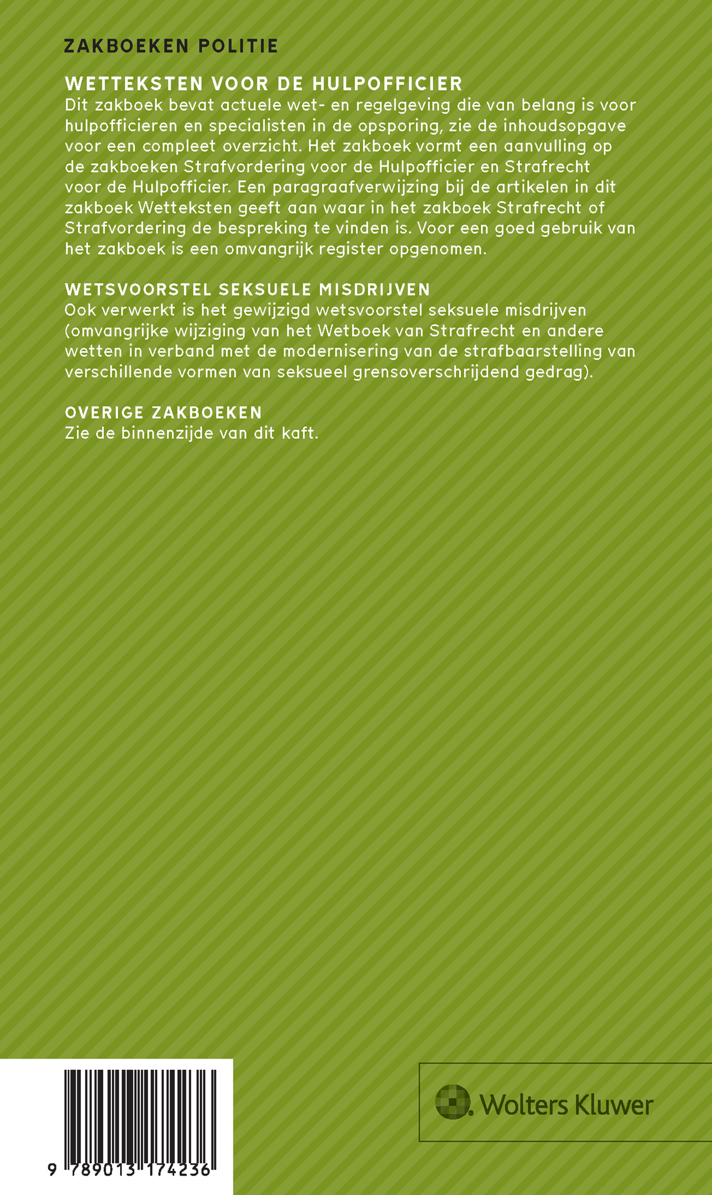 Zakboek Wetteksten voor de Hulpofficier / 2024 achterkant