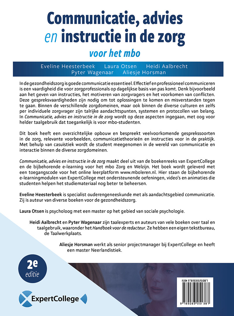 Communicatie, advies en instructie in de zorg achterkant