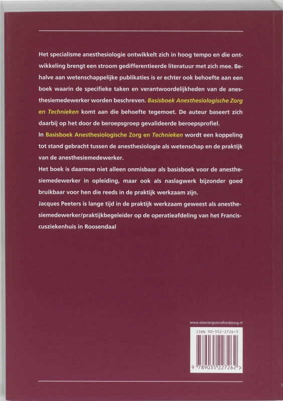 Basisboek Anesthesiologische Zorg en Technieken achterkant