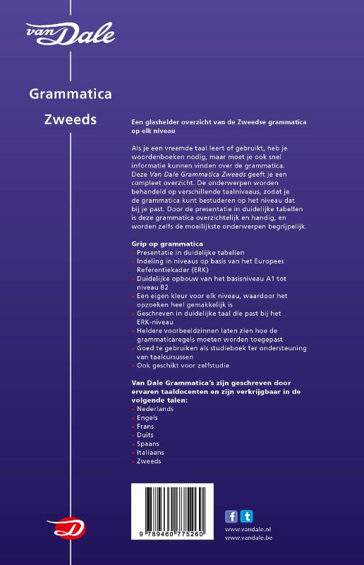 Van Dale grammatica Zweeds / Van Dale grammatica's achterkant