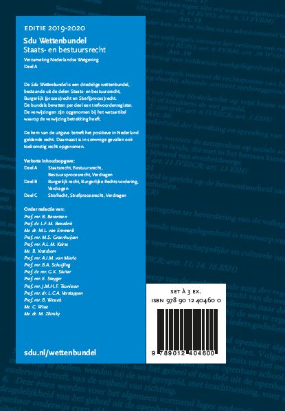 Educatieve wettenverzameling  -   Sdu Wettenbundel 2019-2020 (set 3 ex) achterkant