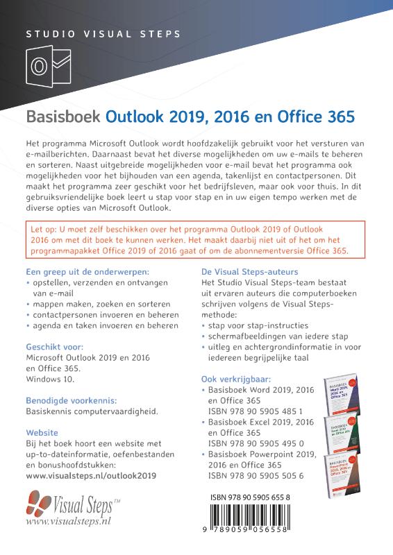 Basisboek Outlook 2019, 2016 en Office 365 achterkant