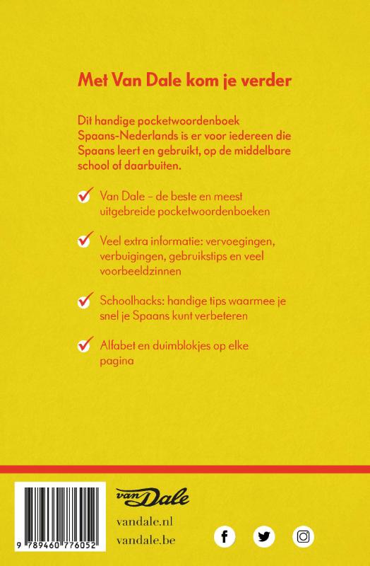 Van Dale pocketwoordenboek Spaans-Nederlands / Van Dale pocketwoordenboeken achterkant