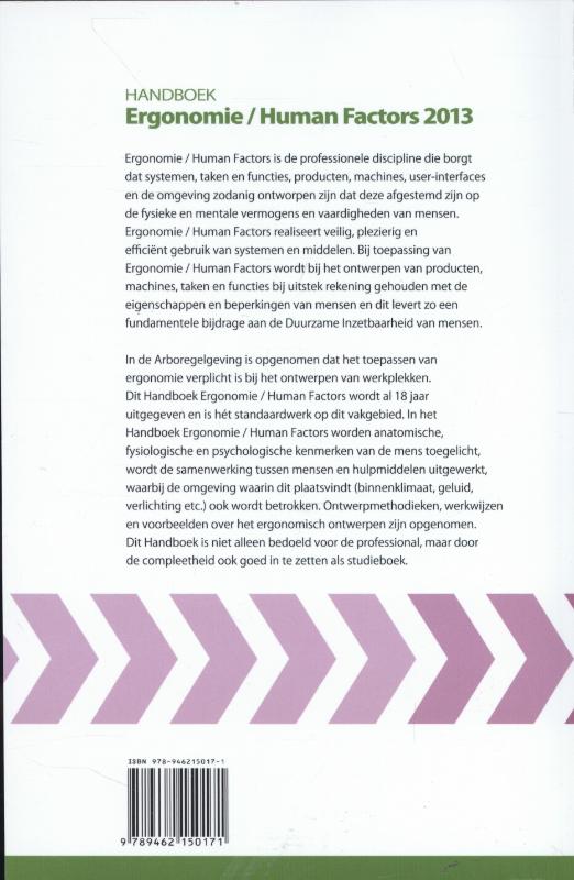 Handboek Ergonomie / Human Factors 2013 Handboek Ergonomie / Human Factors 2013 achterkant