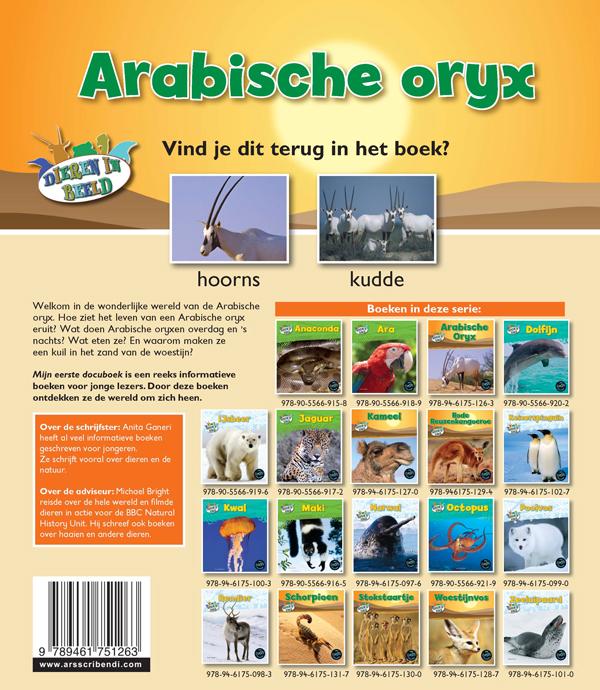 Arabische oryx / Dieren in beeld achterkant