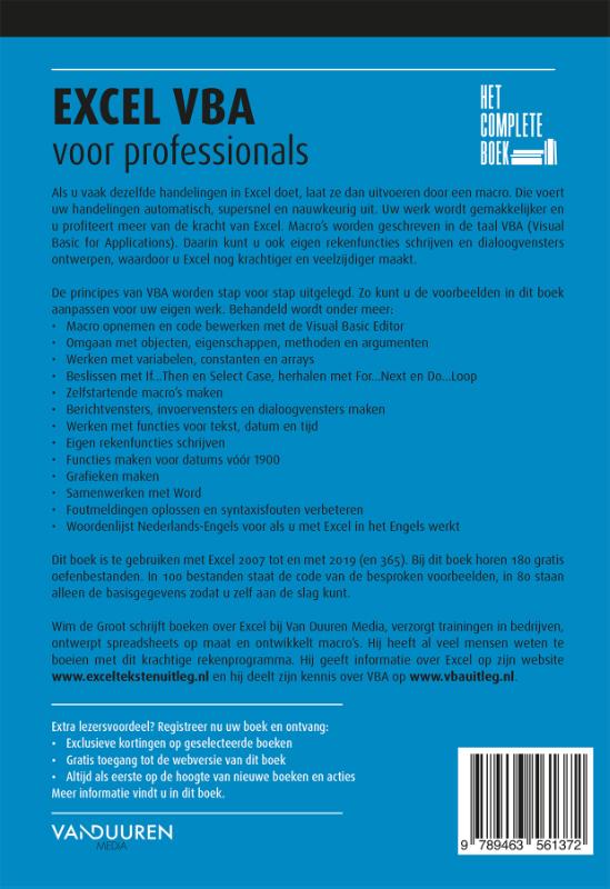 Het Complete Boek: Excel VBA voor professionals, 3e editie / Het complete boek achterkant