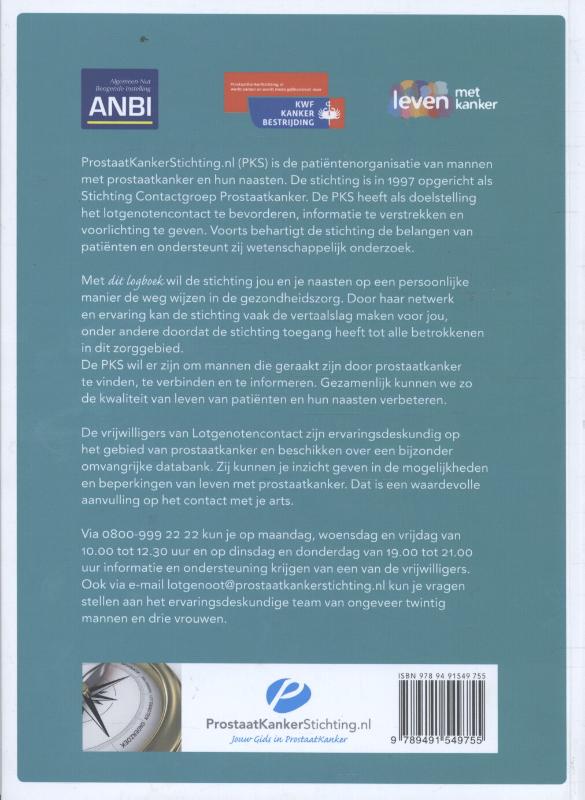 Het prostaatkankerlogboek achterkant