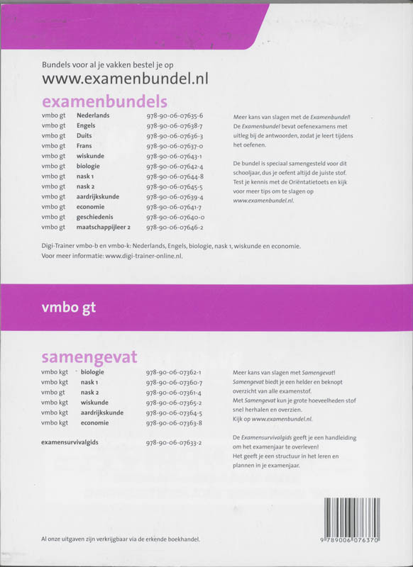 Examenbundel  Frans Vmbo-GT 2011/2012 achterkant