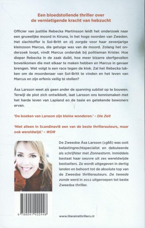 De tweede zonde / Rebecka Martinsson / 3 achterkant