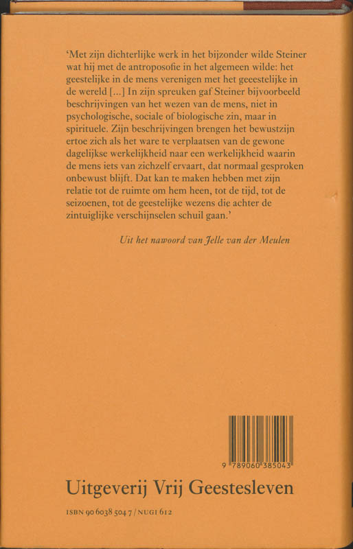 Gedichten, spreuken, meditaties / Rudolf Steiner werken en voordrachten Het literaire werk / 1 achterkant