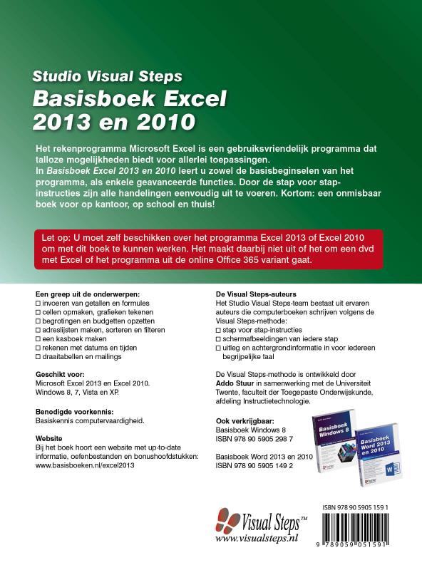 Basisboek Excel 2013 en 2010 achterkant