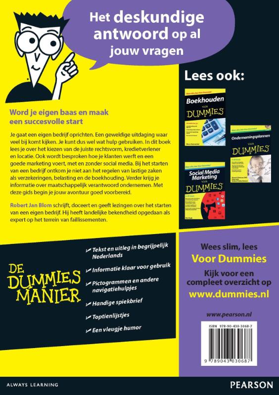 Een eigen bedrijf starten voor Dummies / Voor Dummies Een eigen bedrijf starten voor Dummies / Voor Dummies achterkant