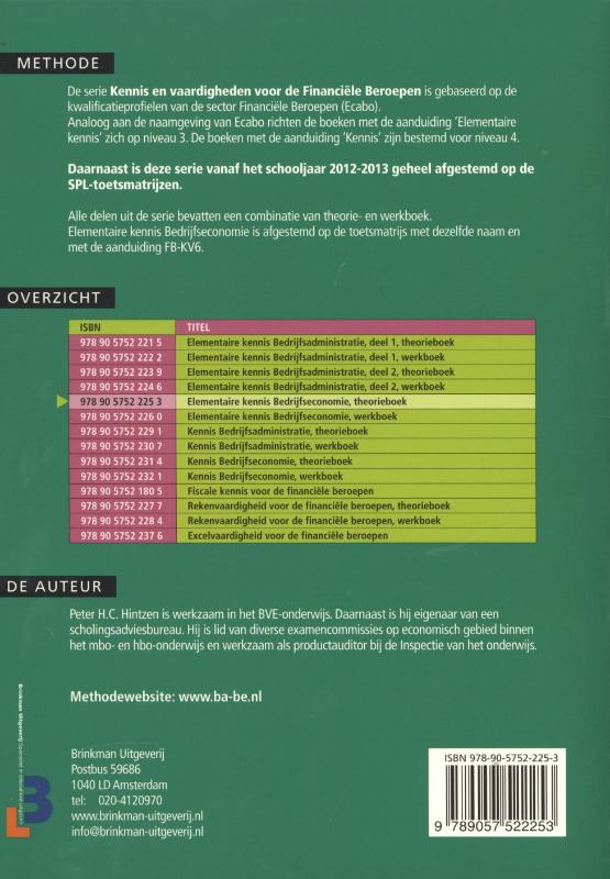 Kennis en vaardigheden voor de Financiele Beroepen - Elementaire kennis bedrijfseconomie achterkant