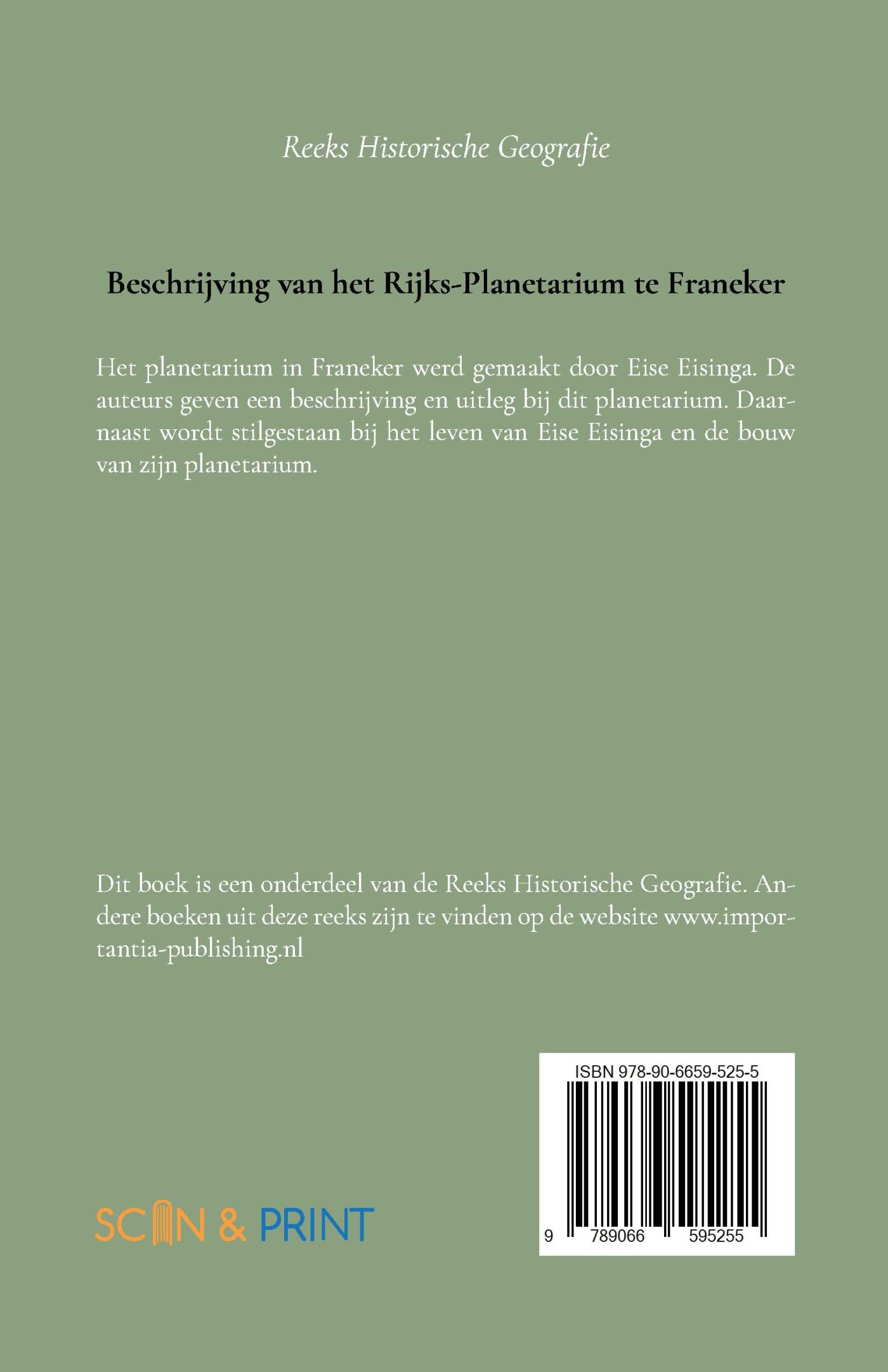 Beschrijving van het Rijks-Planetarium te Franeker achterkant