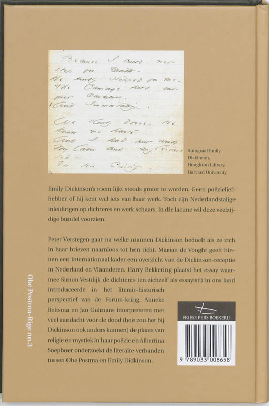 Emily Dickinson in leven en dood achterkant
