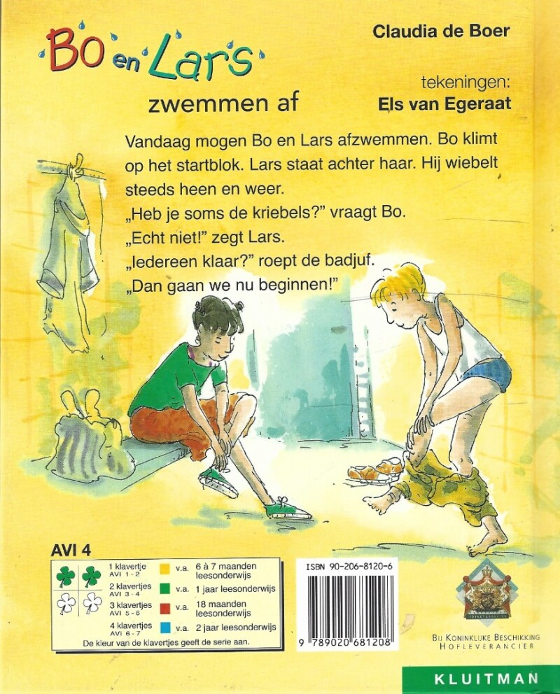 Bo en Lars zwemmen af / Klavertje twee-serie achterkant