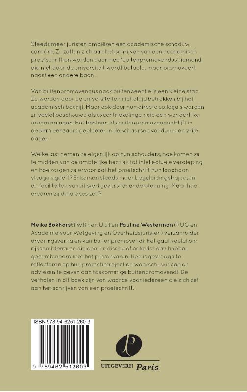 Promoveren als bijbaan achterkant