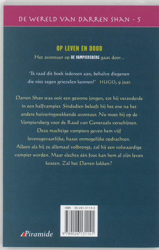 Op leven en dood / De wereld van Darren Shan / 5 achterkant