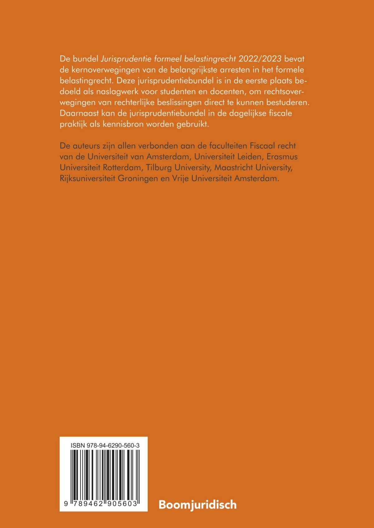 Jurisprudentie formeel belastingrecht / 2022/2023 / Boom fiscale studieboeken achterkant