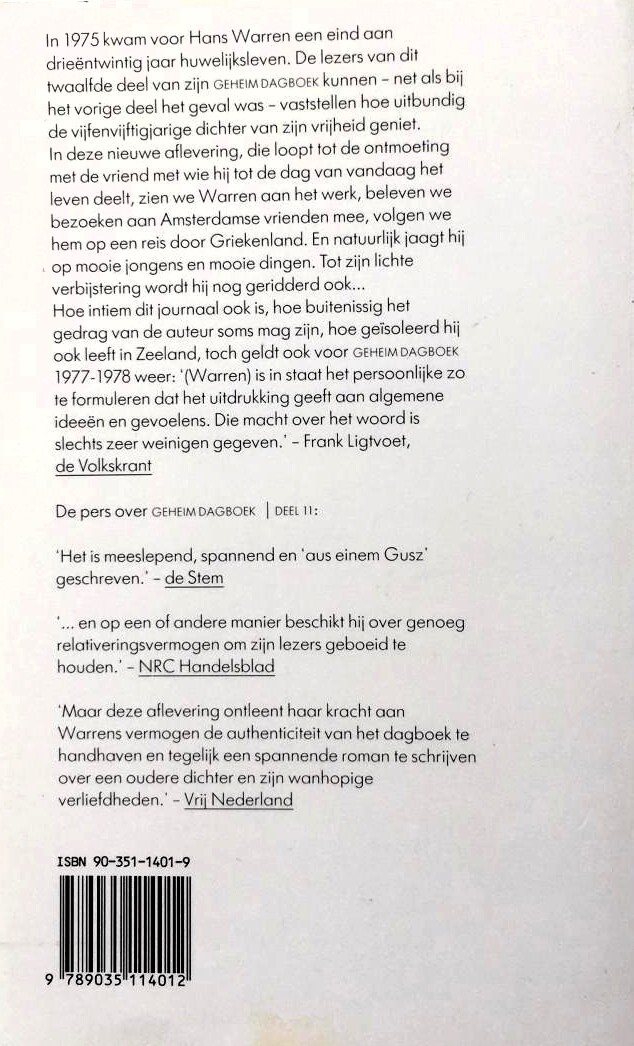 Geheim dagboek - deel 12: 1977-1978 / Geheim dagboek Hans Warren / 12 achterkant