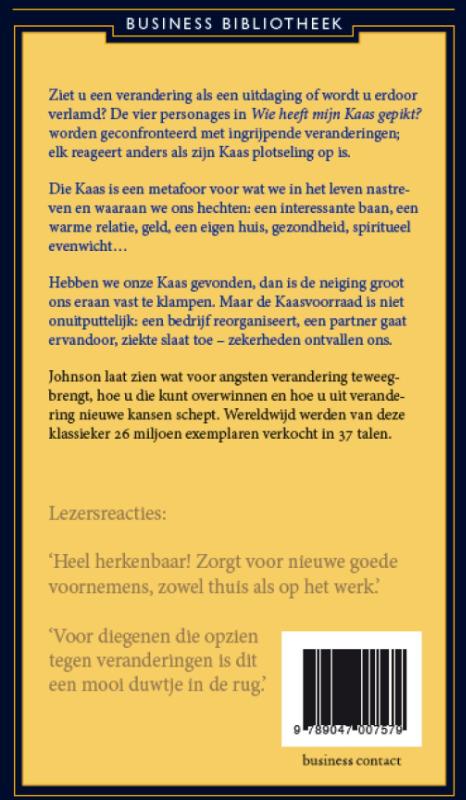 Wie heeft mijn kaas gepikt? / Business bibliotheek achterkant