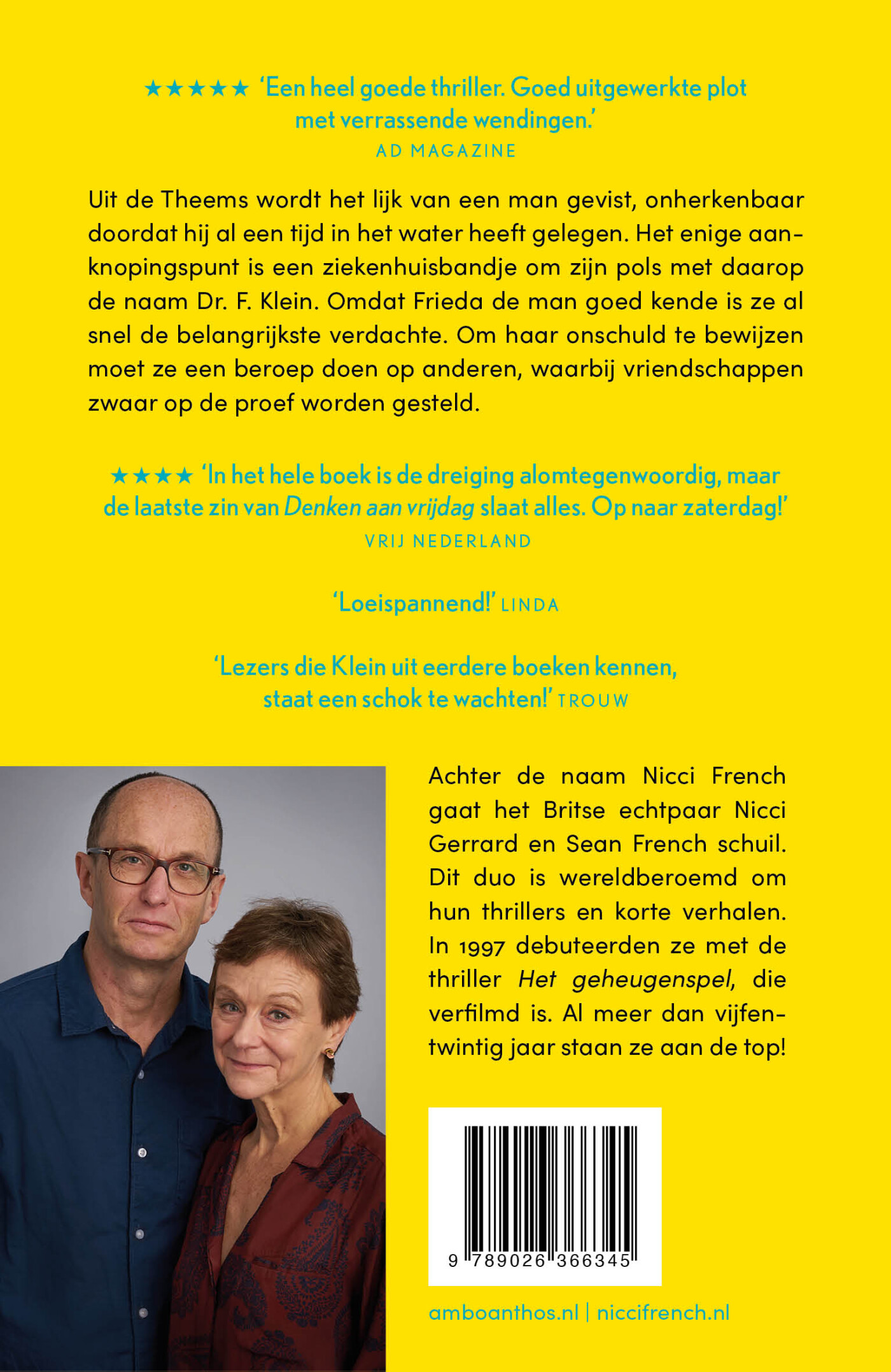 Denken aan vrijdag / Frieda Klein / 5 achterkant