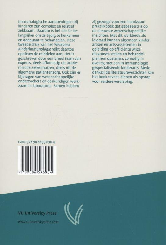 Werkboek kinderimmunologie / Sectie pediatrische infectieziekten en immunologie van de Nederlandse vereniging voor kindergeneeskunde / Werkboeken Kindergeneeskunde achterkant