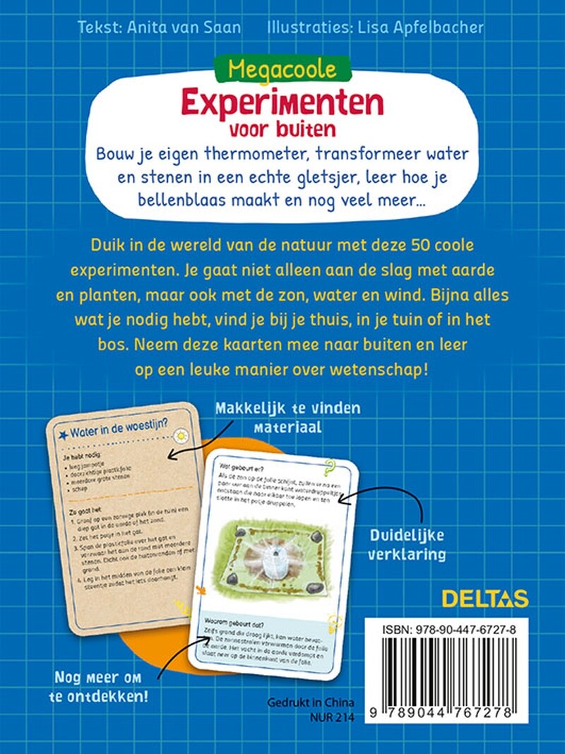 Megacoole experimenten voor buiten - doos met kaarten achterkant