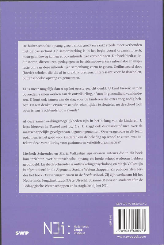 School met vijf O's achterkant