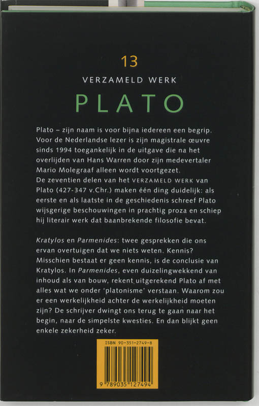 Kratylos en Parmenides / Verzameld werk / 13 achterkant