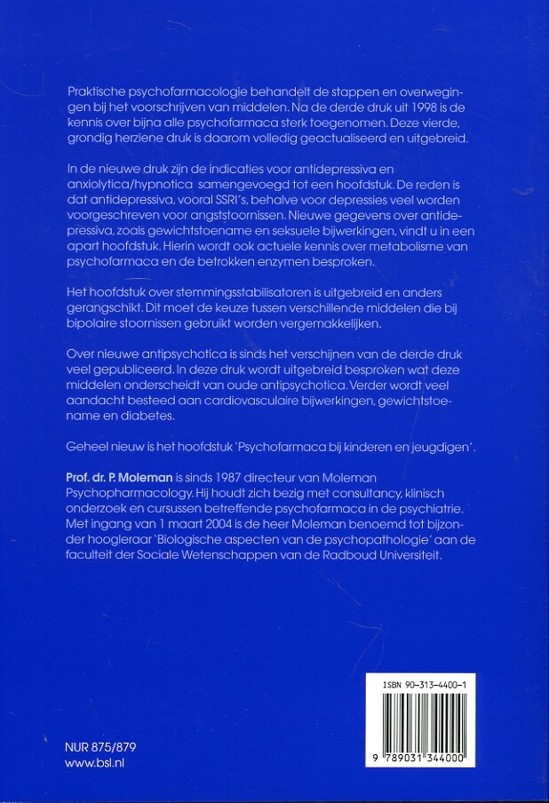 Praktische psychofarmacologie achterkant