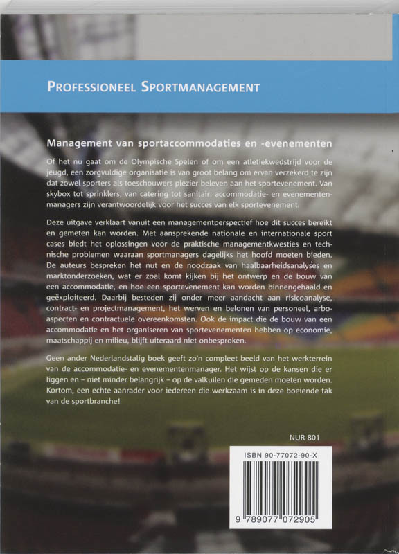 Management van sportaccommodaties en -evenementen achterkant