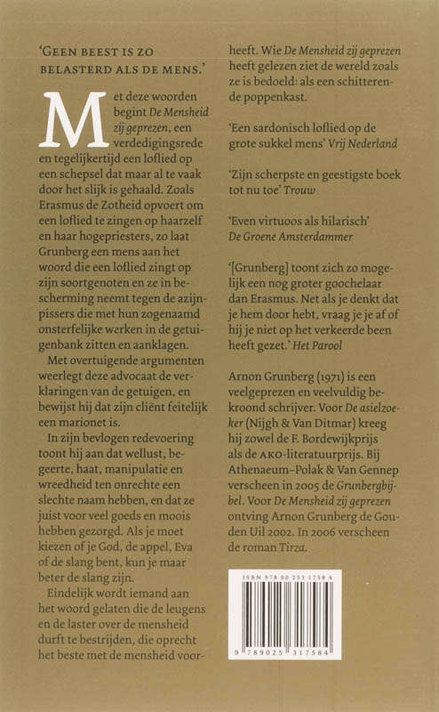 De mensheid zij geprezen De mensheid zij geprezen achterkant