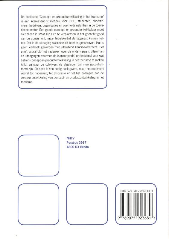 Concept & Productontwikkeling in het toerisme Concept & Productontwikkeling in het toerisme achterkant