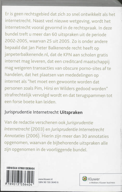 Jurisprudentie Internetrecht Uitspraken achterkant