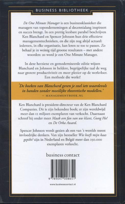 De nieuwe one minute manager / Business bibliotheek De nieuwe one minute manager / Business bibliotheek achterkant