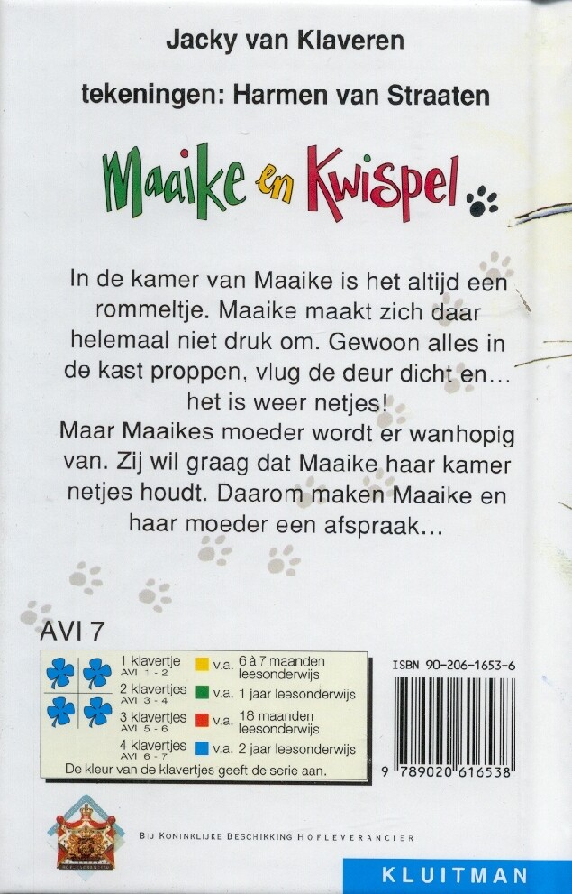 Maaike en Kwispel / Klavertje vier-serie achterkant