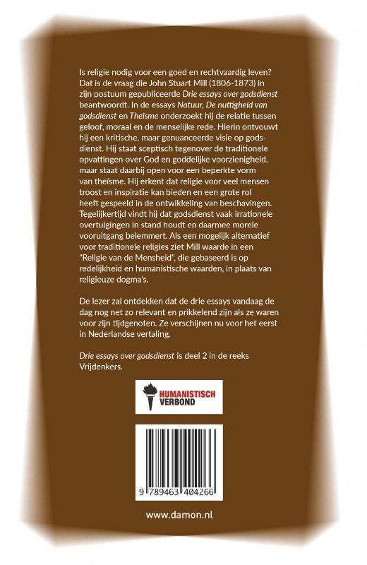 Drie essays over godsdienst / Vrijdenkers / 2 achterkant